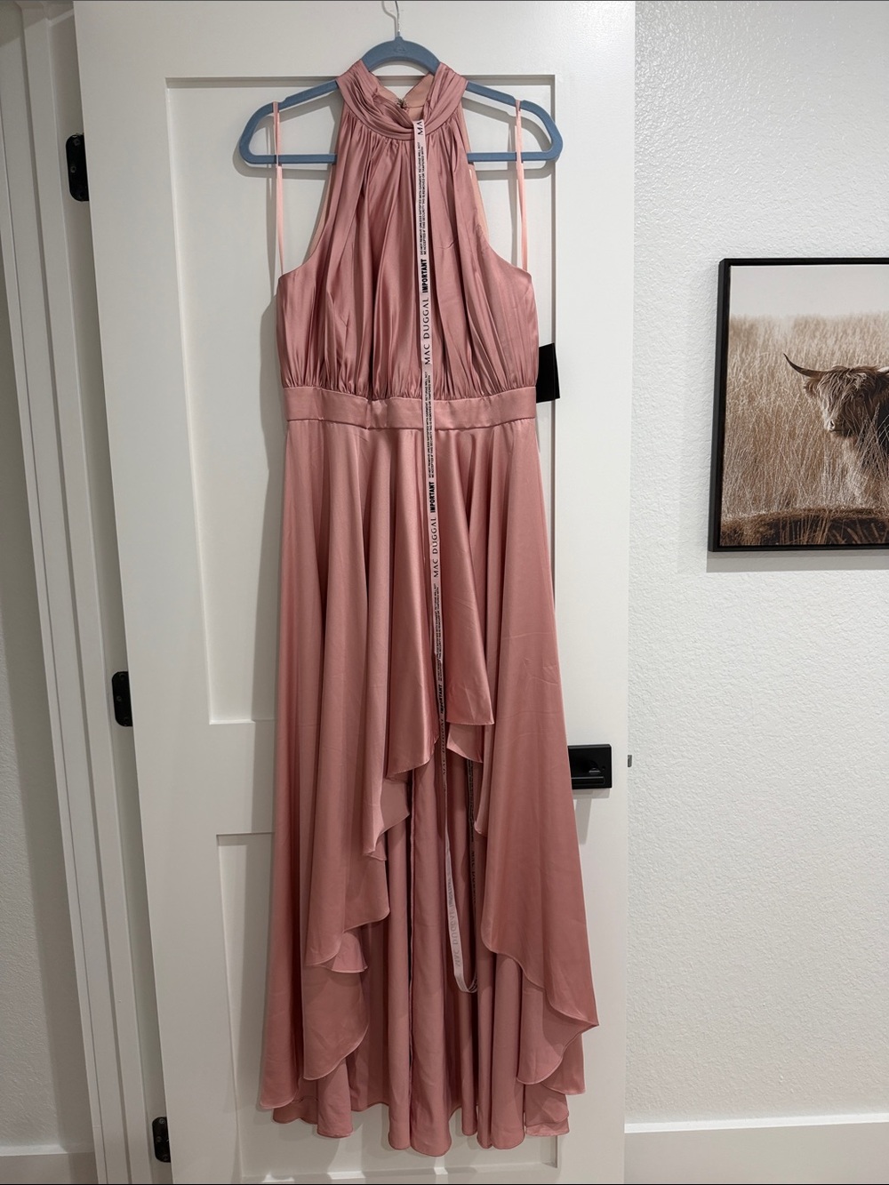 Sleeveless High-Neck Rose Pink High-Low Dress